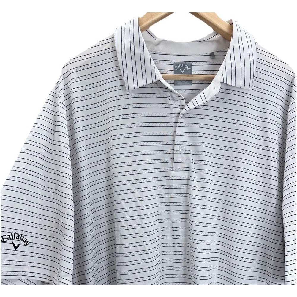 Men's Callaway OptiDri White Golf Polo Geometric All Over Pattern XXL 2XL Vented